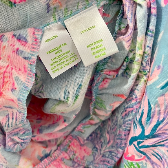 Lilly Pulitzer Malone Dress Celestial Blue Cay to My Heart Pink XL Cotton EUC - Picture 7 of 9